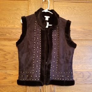 LH Sport Women's Black Faux Lined Suede Vest